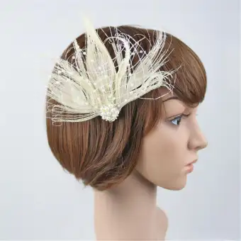 Mokdlam Fascinators For Women Tea Party Wedding Headband Feather