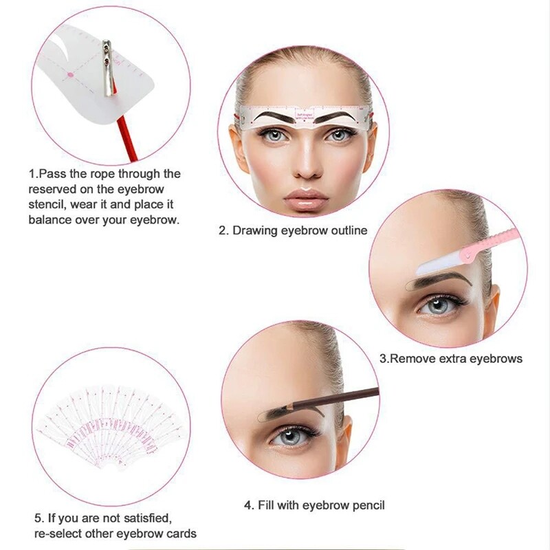 12 cái chuyên nghiệp Khuôn tô lông mày mẫu thẻ với dây đeo fixable nhãn dán lông mày trang điểm hoàn hảo vẽ dụng cụ hướng dẫn