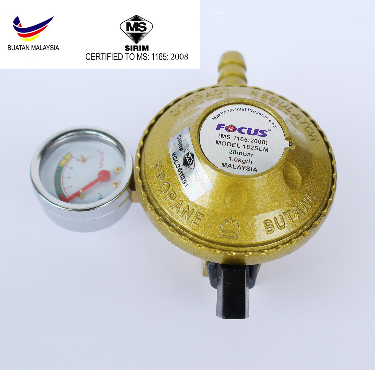 Focus LPG Gas Regulator with Gauge Meter with Sirim Approval and