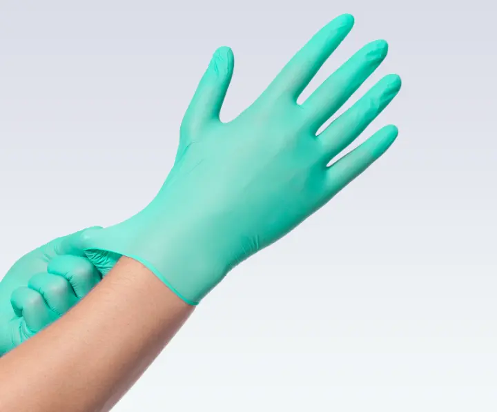 green latex gloves