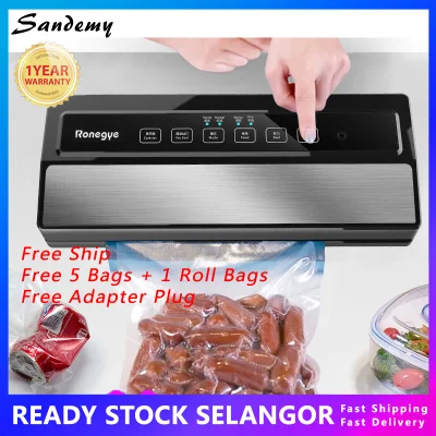 Additional Give 1 Roll Of Vacuum Bag (1 Year Warranty +5 Vacuum Bags ) RonegYe Household Vacuum Sealer Fresh Food Saver Vacuum Packag Sealing Machine Durable High Quality