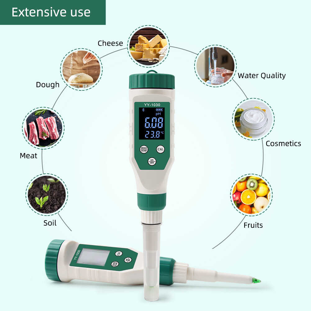 RCYAGO Smart  Bluetooth PH Meter Water PH Meter for Food, High Precision ATC with Backlight, PH Analyzer for Dough, Meat, Fruit, Water, Soil, Cosmetics