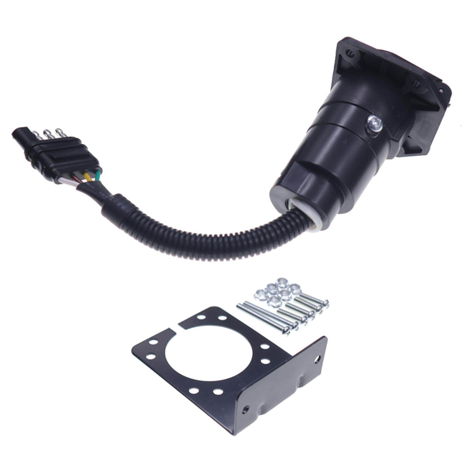 Tasico Trailer Light Adapter Plug 4 ways Flat to 7 pin round for