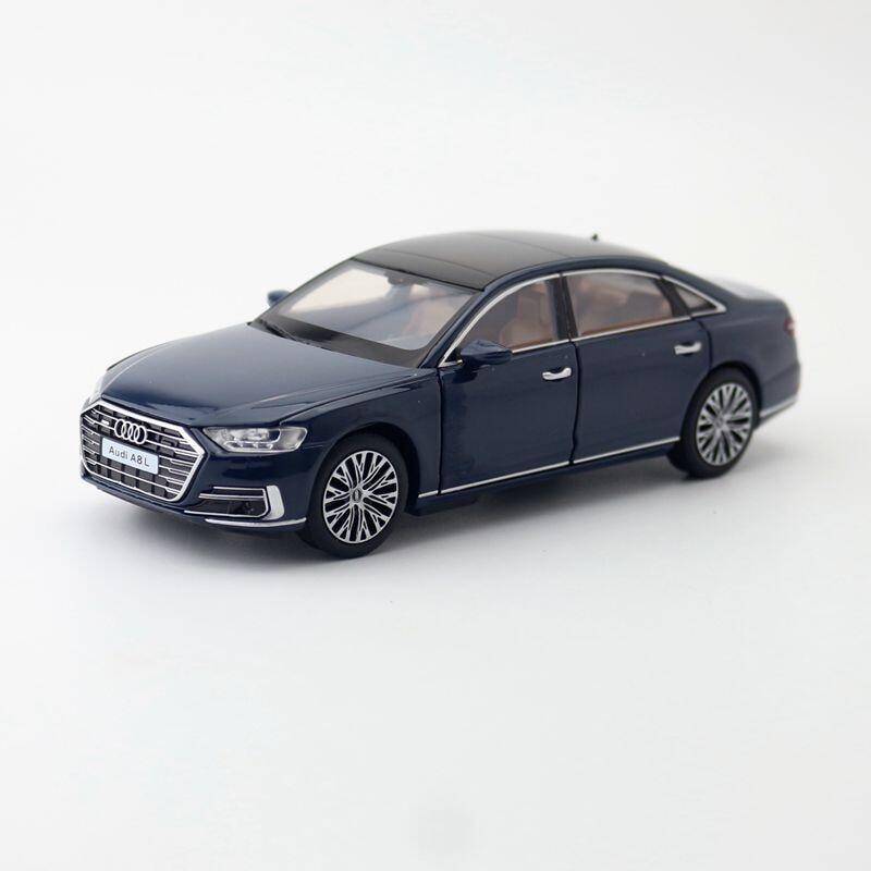 Jackiekim diecast toy model 1:32 scale audi a8l super car doors openable sound & light educational collection gift for children