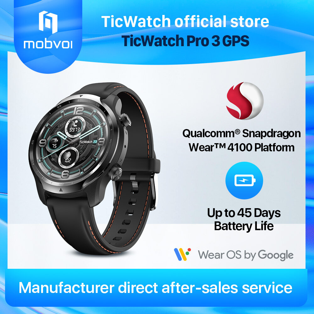 TicWatch Pro 3 GPS Smart Watch Men's Wear OS Watch Qualcomm Snapdragon Wear  4100 Platform Health Fitness Monitor 3-45 Days Battery Life GPS NFC Heart  Rate Sleep Tracking IP68 Waterproof | Lazada PH