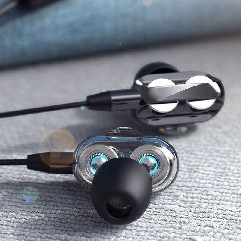 Tai Nghe Có Mic, Tai Nghe Chơi Game HiFi 3.5Mm Thể Thao Năng Động Loa Kép 4 Lõi Tai Nghe Rảnh Tay