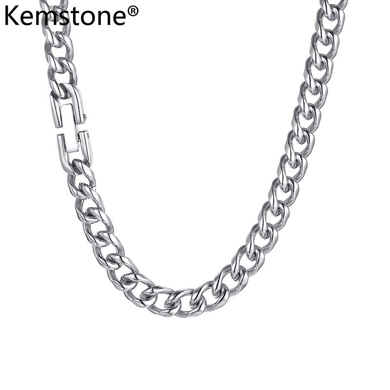 Kemstone Sliver Stainless Steel 6MM Chain Necklace for Men Simple Style