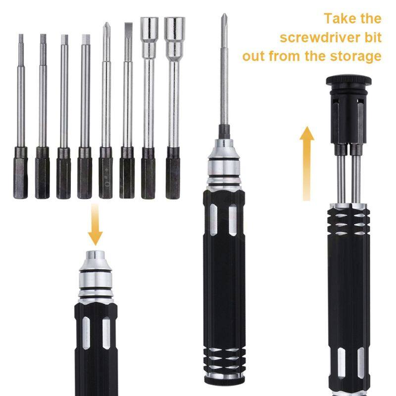 Bộ Dụng Cụ Sở Thích Tuốc Nơ Vít 8 Trong 1 Bỏ Túi, Cho Máy Bay Không Người Lái Xe RC Ổ Cắm Cờ Lê Lục Giác Máy Bay Lục Giác H1.5 H2.0 H2.5 H3.0
