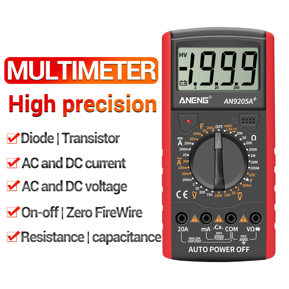 ANENG Đồng Hồ Vạn Năng Kỹ Thuật Số DT9205A + Đồng Hồ Vạn Năng Phạm Vi Thủ Công Đếm 1/2 Màn Hình LCD 3 1999 Máy Kiểm Tra Bóng Bán Dẫn Điện Dung Điện Trở AC DC Ampe Kế Đa Năng Đồng Hồ Kiểm Tra NCV Đèn Nền
