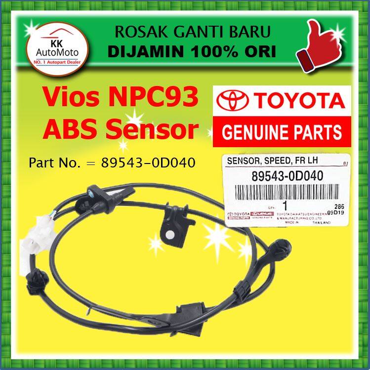 Original Toyota Vios NCP93 ABS Wheel Speed Sensor Front Left Fr Lh