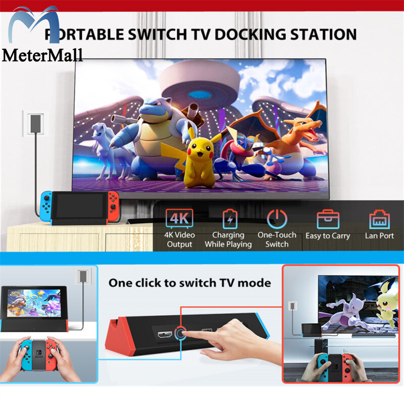 Siwiqu Tv Dock Station Replacement With 4k Hdmi-compatible Adapter/Type C/USB Port Compatible For Nintendo Switch/switch Oled