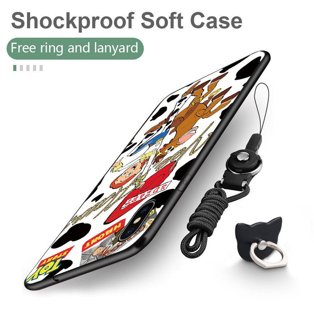 UCUC Casing Case For iPhone 7,iPhone 7 Plus,iPhone 8,iPhone 8 Plus Case (Finger Ring + Lanyard) Toy Story Buzz Lightyear Jessie Phone Case Shockproof Soft Silicone TPU Protective Phone Casing