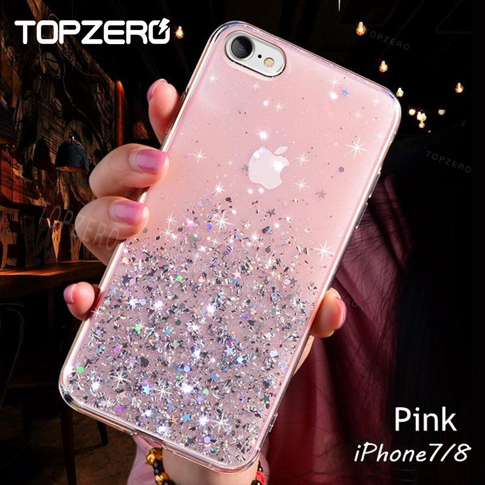 TOPZERO Luxury Bling Glitter Star Phone Cases For iPhone 7 8 Soft Silicone Back Cover Case