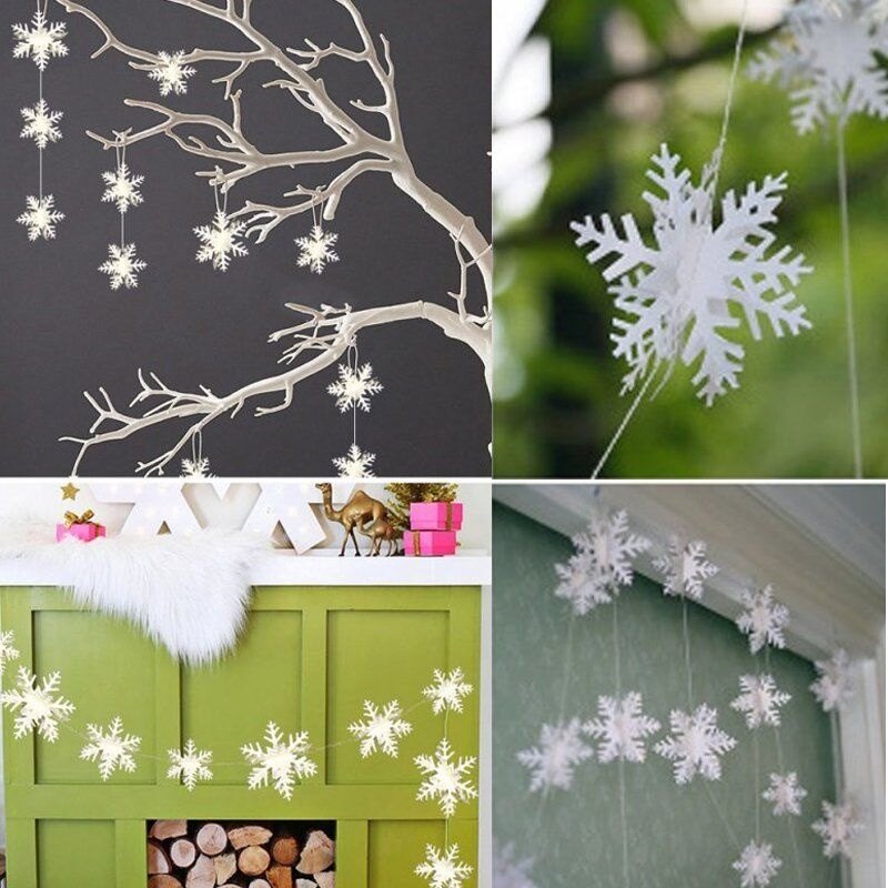3M 12Pcs/Set Frozen Party Supplies 3M Silver Snowflake Shape Paper Garland Christmas Wedding Decoration