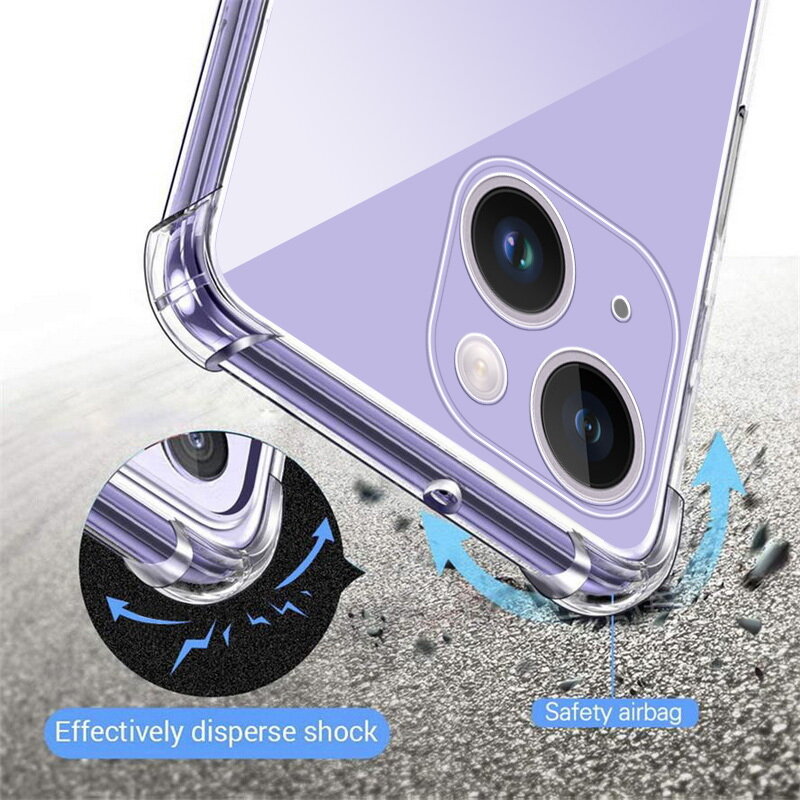 ALIGO Shockproof Clear Rubber Soft Case Cover for iPhone 14 Pro Max 7 Plus XS Max 13 Pro For iPhone 14 13 12 11 Pro Max X XR