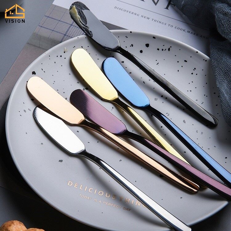 Vision 304 Stainless Steel Butter Spatula Cutter Multifunction Spatula Fantasy color Cream Cheese Cutter Western Tableware Home Dessert Cream Tool