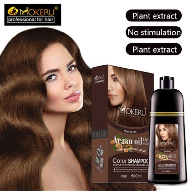 Mokeru Dầu Argan Tự Nhiên Chất Thuốc Nhuộm Tóc Dầu Gội Không Có Tác Dụng Phụ Không Có Mùi Nồng Rửa Thuốc Nhuộm 2 Trong 1 Dầu Gội Màu Tóc Vĩnh Viễn