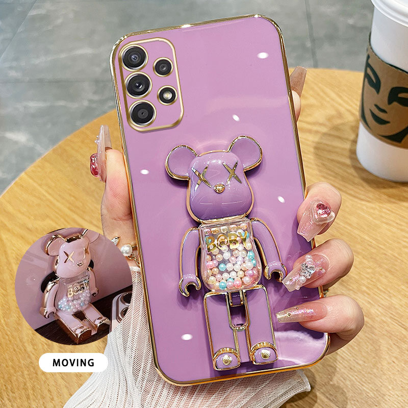 Ybd 3d candy bear bracket phone case for samsung galaxy a52s 5g a32 a52 a72 a82 a23 a33 a53 a73 4g 5g high end soft silicone material