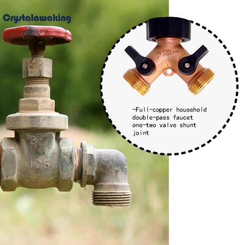 Crystalawaking Copper 2 Way Water Tap Splitter Brass Y Valve Garden Hose Connector Adapter
