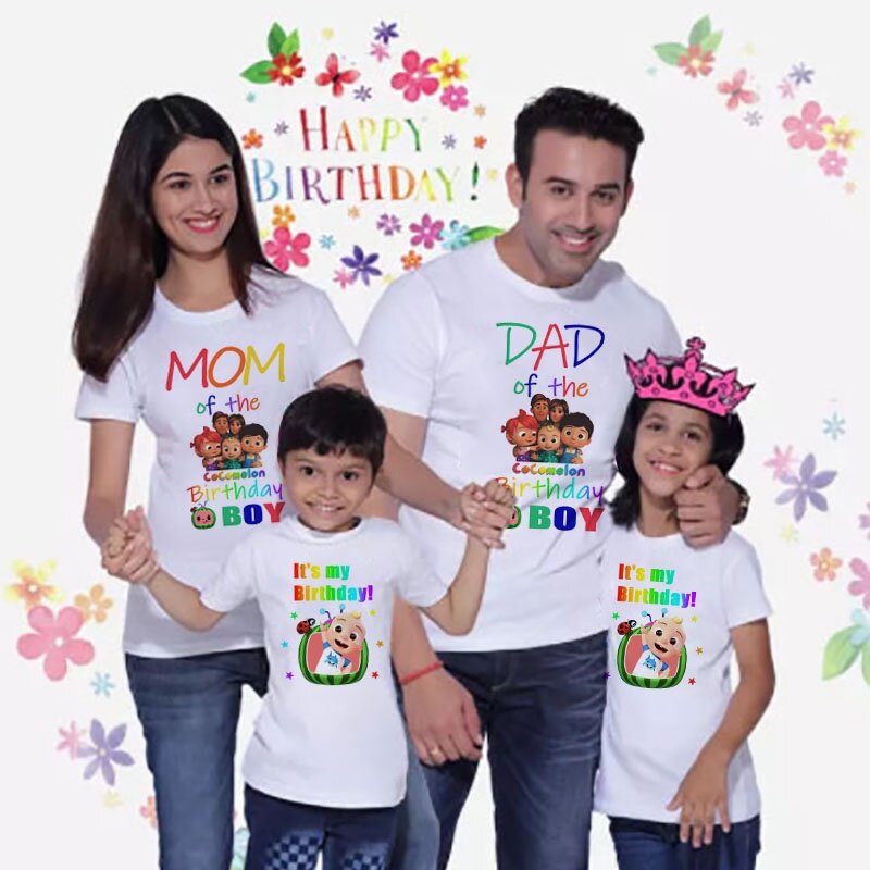Cute Cartoon Birthday Family Shirt Set Baby Clothes Boy T-shirt Dad Mom  Kids Party T Shirt Father Mother Son Matching T-Shirt | Lazada