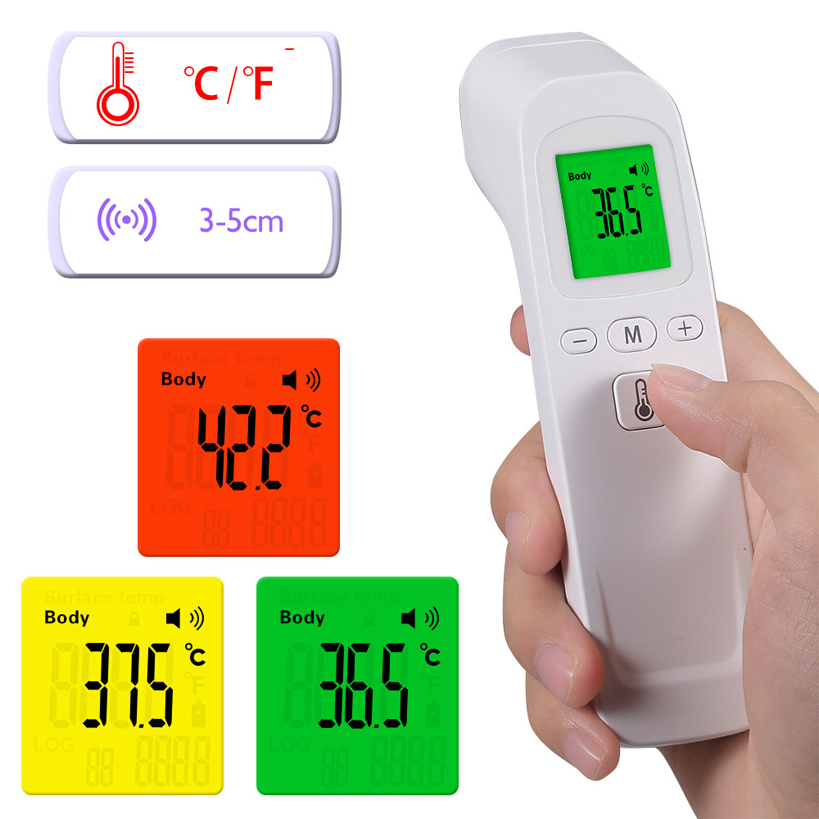 Nhiệt kế hồng ngoại màn hình kỹ thuật số LCD thiết kế nhẹ và di động dễ dàng mang theo - INTL