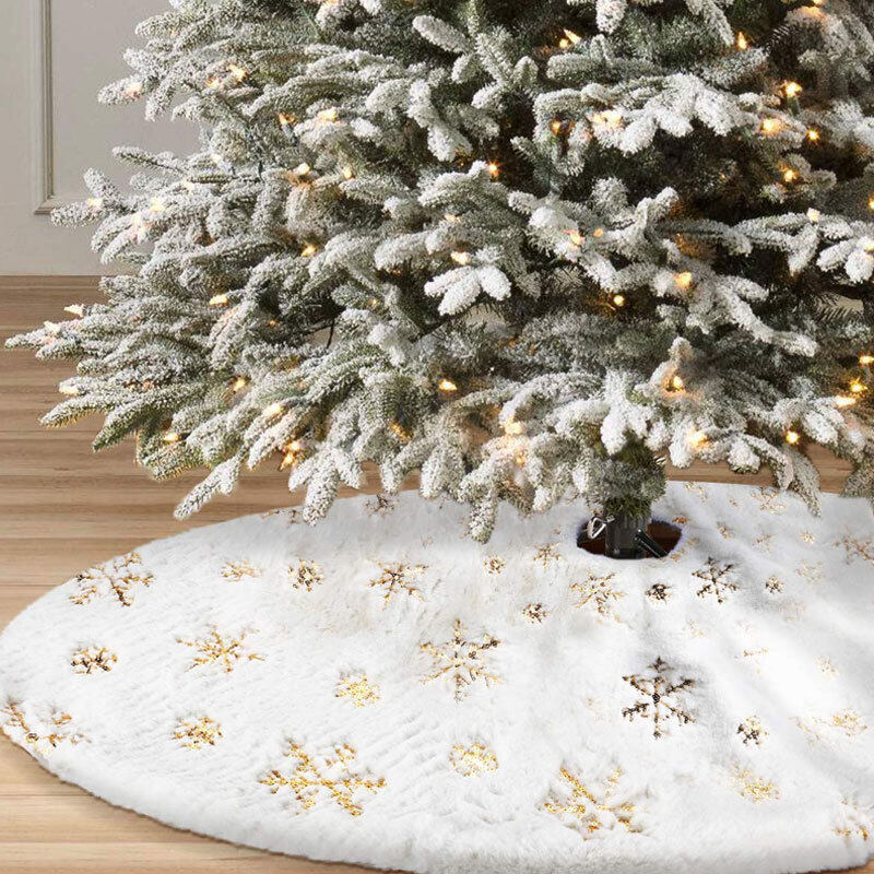 2020 Christmas Tree กระโปรงฐาน Faux Fur Home Xmas ตกแต่งพื้นเครื่องประดับไม่ทอผ้า Solid ครอบครัวเทศกาล Party Accessories