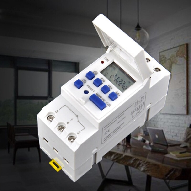 THC15A Công Tắc Hẹn Giờ Kỹ Thuật Số Lập Trình Hàng Tuần Hàng Ngày Rơ Le Công Tắc Thời Gian Gắn Ray Din LCD DC48V/12V/24V/110V/220V