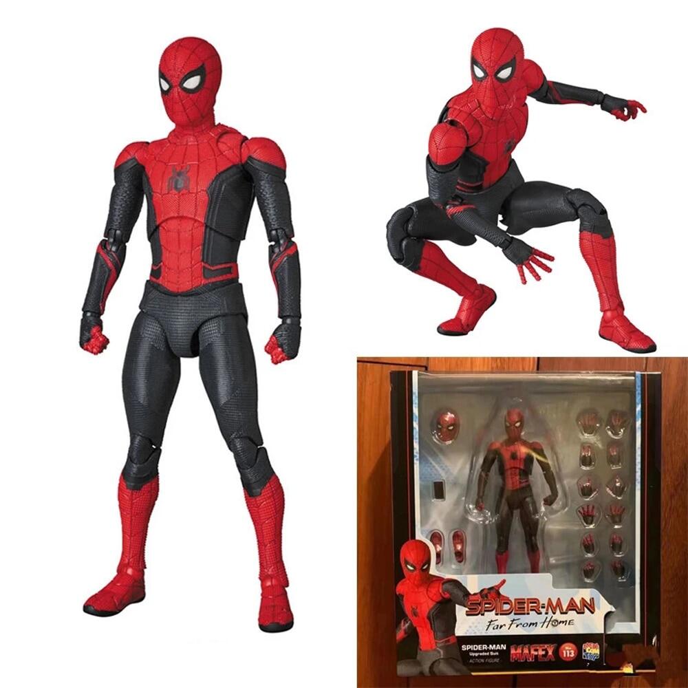 MAFEX 133 Spider Man 15Cm Hero Expedition Spider Man Upgrade Warsuit Mobile Doll Action Figure Model Garage Kit Gift Hasbro