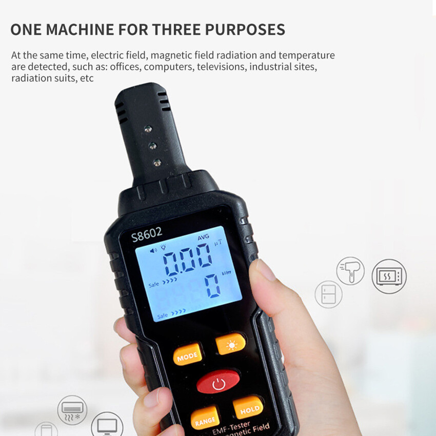 3-In-1 Digital Radiation Dosimeter Field Temperature LCD Display Handheld Multifunctional Detector Tester