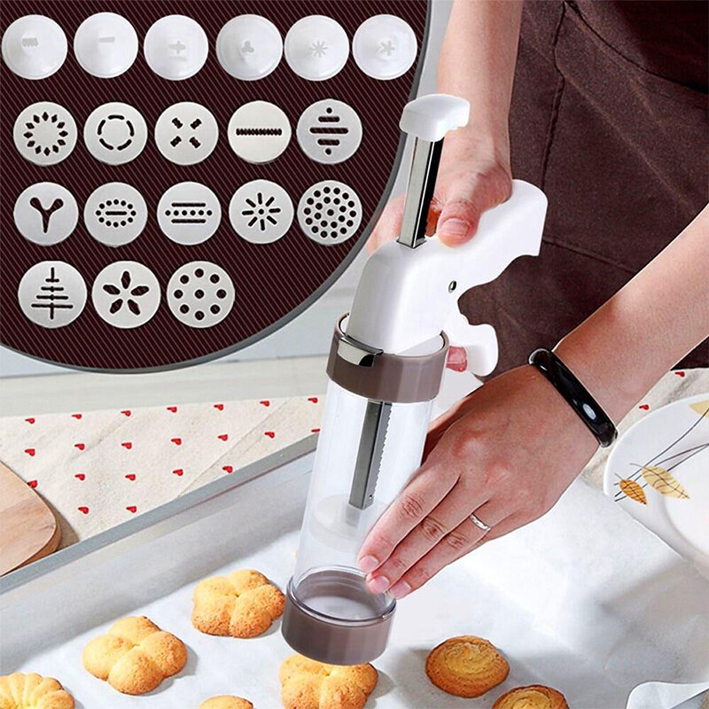 Multifunctional Cookie Mold with 6 Icing Tips Biscuit Press Tool Kitchen Desserts Bread Pastry Baking Tools Cutter DIY Food Cake Template