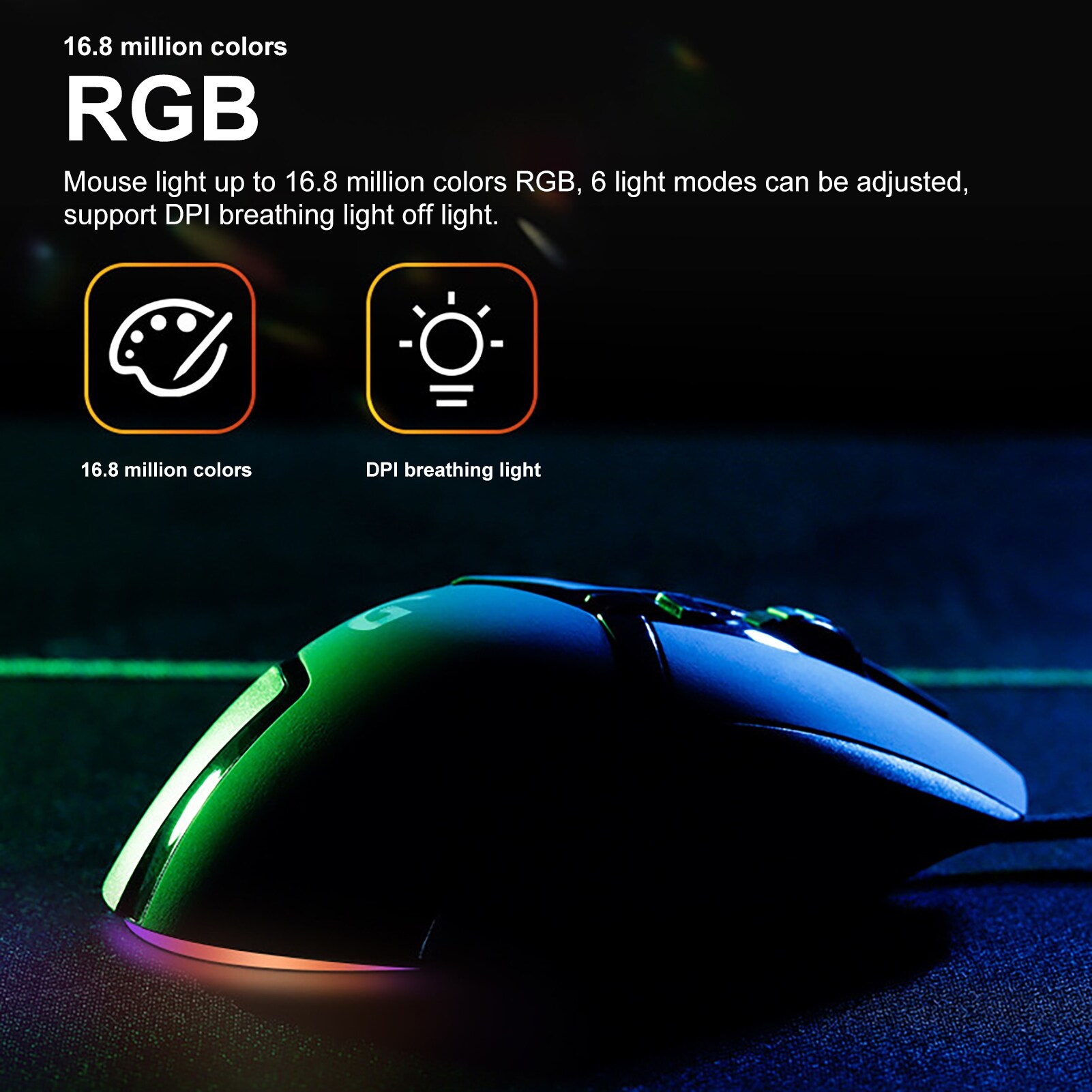 【Cozyy Space】G502 Wired Cool RGB Backlight 7200DPI 8 Buttons Gaming Mouse Computer Accessory