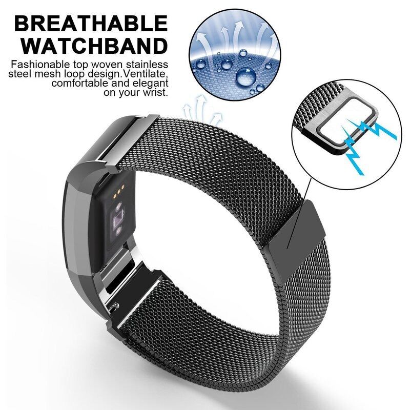 Milanese Loop Band for Fitbit Charge 3 Replacement Bracelet Stainless Steel Strap for Fitbit Charge 2 3 Charge 4 Smart Watch Accessories Wristband