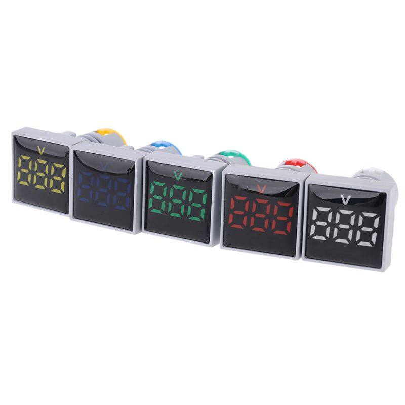 Vôn Kế Kỹ Thuật Số AD16 Đèn Báo Vôn Đồng Hồ Đo Điện Áp Hình Vuông AC 20-500V 22Mm Đèn LED