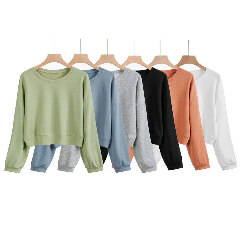Solid Color Sweater Women's Round Neck Long Sleeve Loose Top