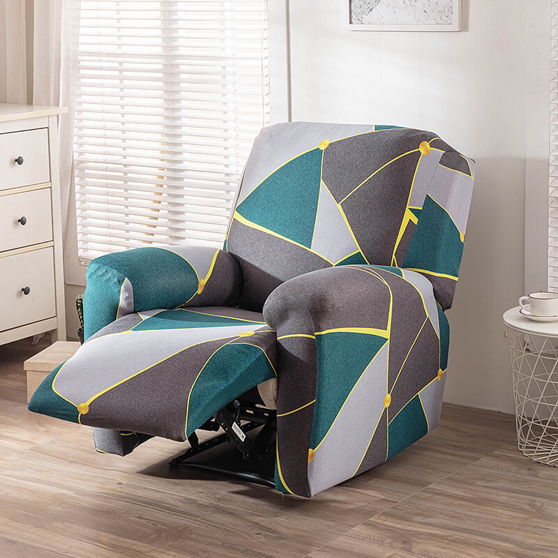 Elastic Recliner Sofa Cover Elastic Split Design Relax Sofa Slipcover Solid Lounge Armchair Covers With Side Pocket 4 Pieces/Set