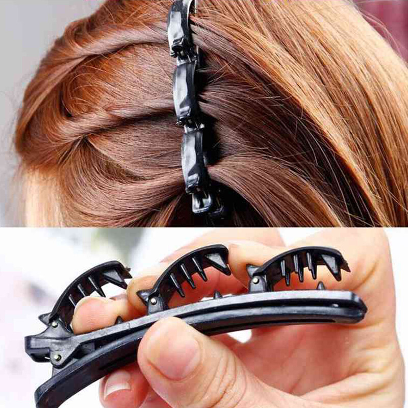 FAITOLAGI Double Layer Hair Clips Fashion Punk Plastic Braided Clip Barrette Hairpin Women Girls Hair Styling Tool Accessories