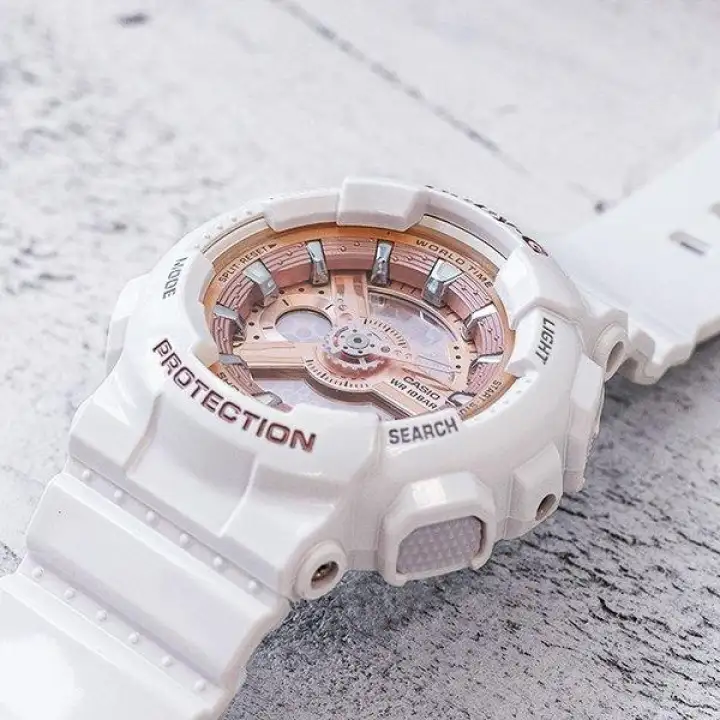 white and rose gold baby g