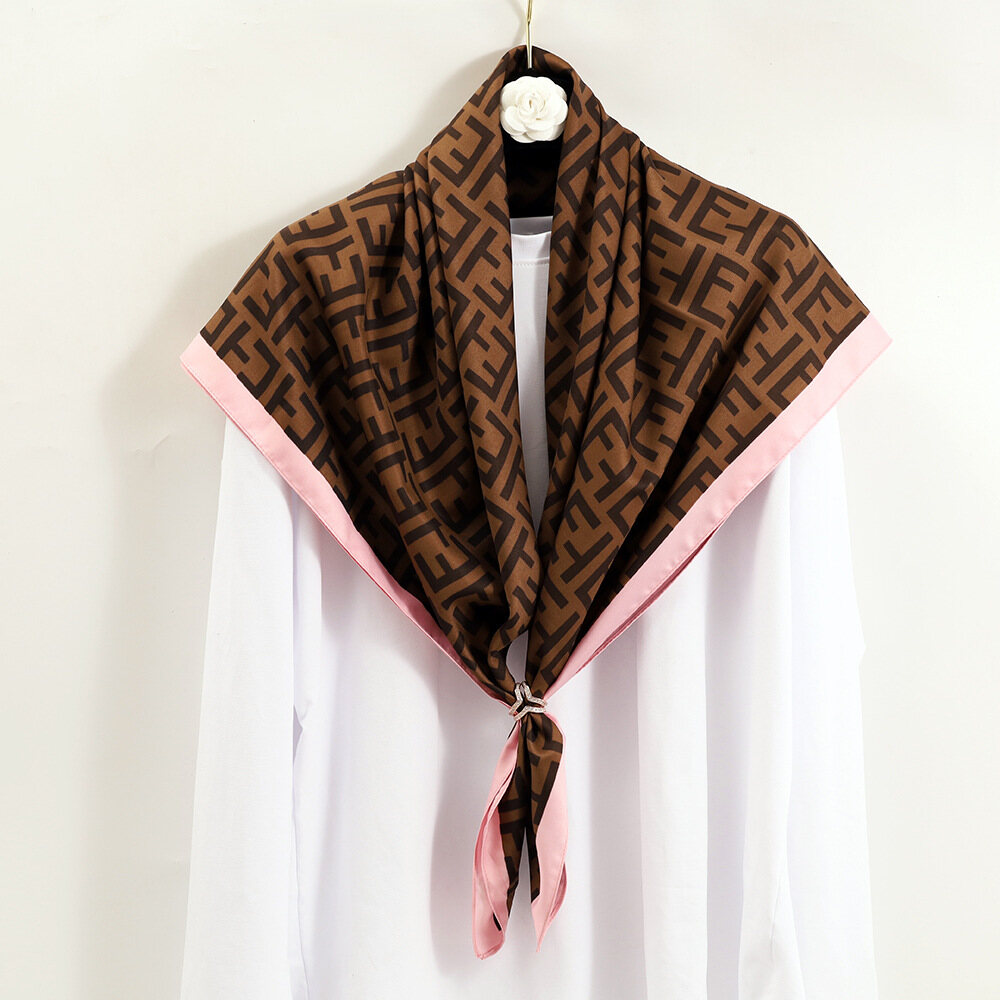 Ready Stock Printed Scarf Square Scarf Silk Feel Scarves Fashion Hot sale Shawl Woman Neck Scarf 90x90 cmWJ1006-04