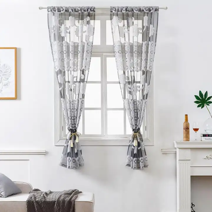 Xqmy Short Peony Tulle Window Curtain For Living Room Bedroom