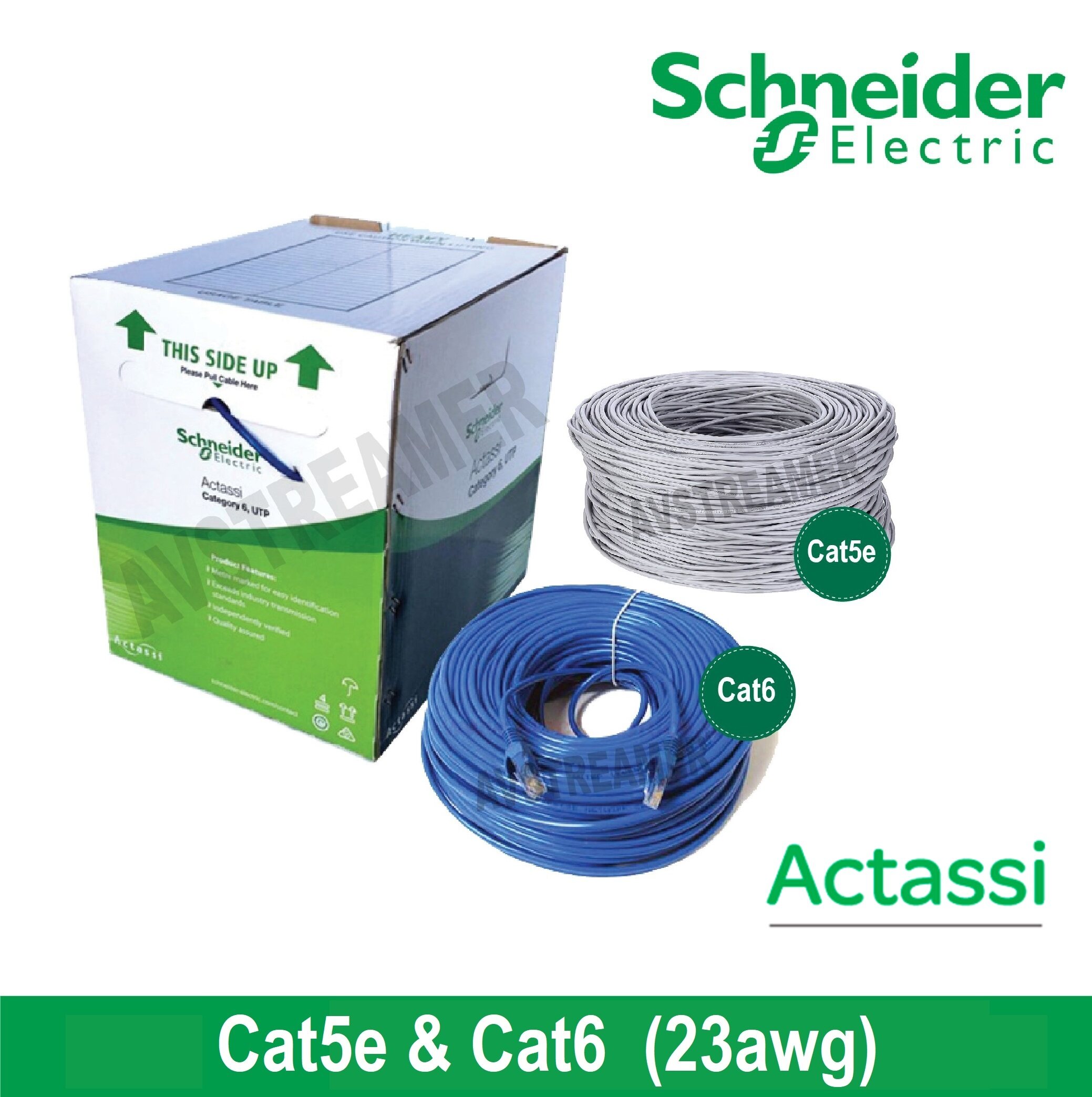 Schneider Cat5e Cat6 Cable (Actassi 305m 23AWG ACT4P6UCM3RBBU 