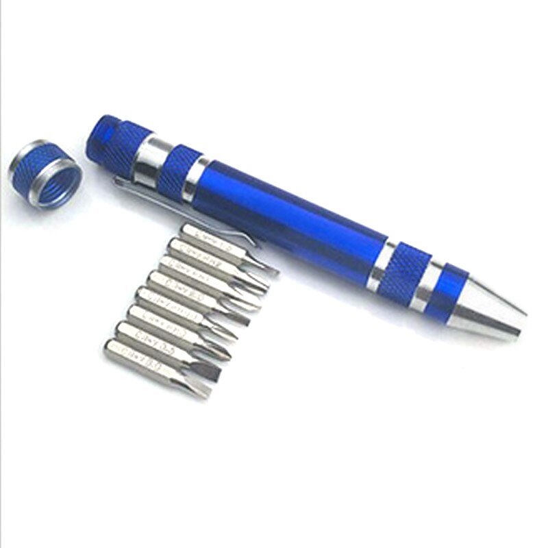 Multi-function Screwdriver Tool Pen Aluminum Alloy Screwdriver 8-in-1 Precision Screwdriver Set Convenient Pen Repair Tool 1Set