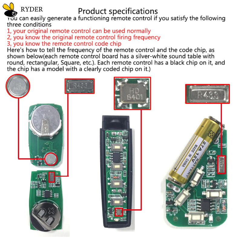 Opener Remote Control Duplicator Cloning Code Car Key Security Alarm Wireless Multi-functional Gate 433mhz Door Remote Control Garage