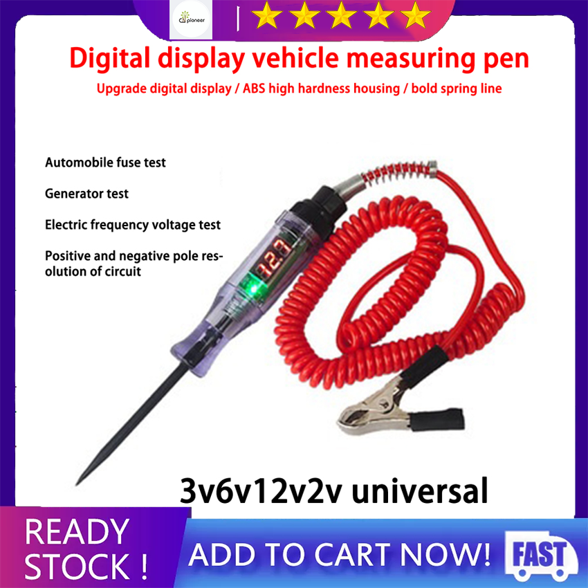 6V 12V 24V DC Car Truck Voltage Circuit Tester Digital Display Long Probe Pen Light Bulb Automobile Diagnostic Tools High Quality Auto Repair