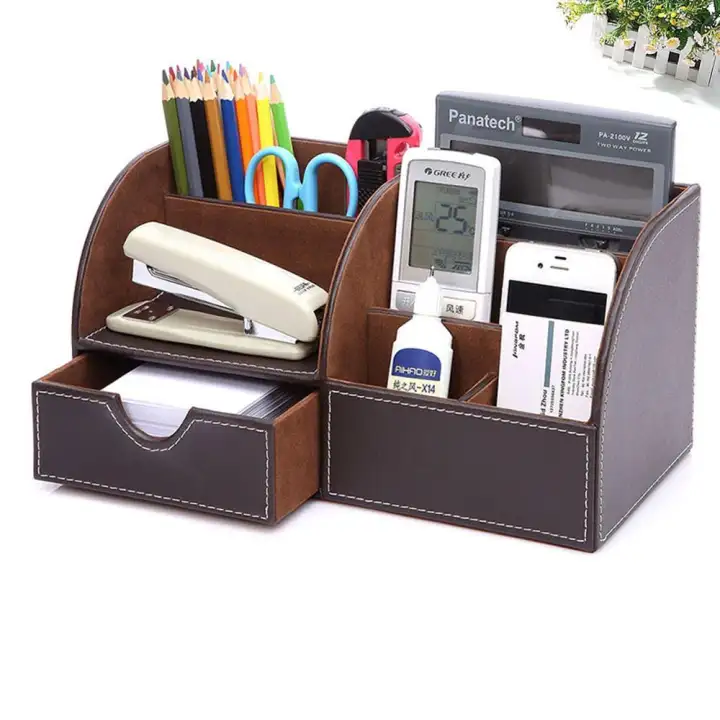 Goodgreat Multi Function Pu Leather Desk Stationery Organizer