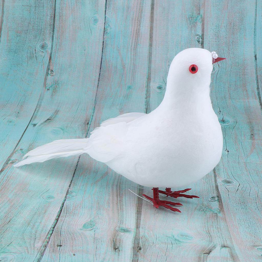 Baoblaze Artificial Foam Feather White Doves Birds Arts Craft Home Wedding Decoration