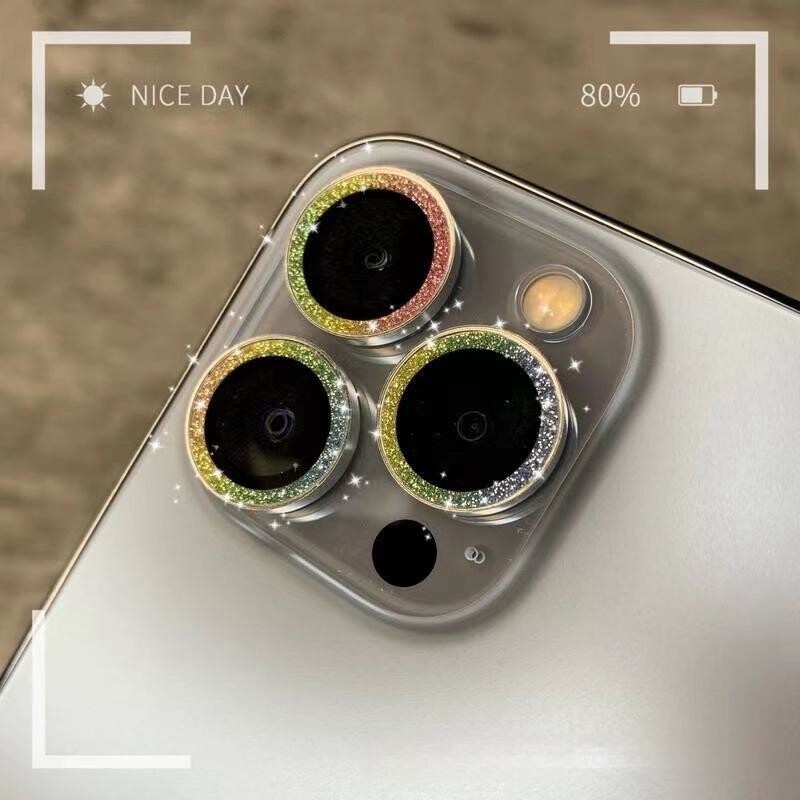 Kingzalin kim cương lấp lánh long lanh ống kính máy ảnh bảo vệ cho iPhone 15 Pro Max 14 cộng với 13 12 mini 11 Pro Max Vòng Kim Loại ống kính với miếng dán film thủy tinh cường lực cho iPhone 14 Pro Max nắp bảo vệ