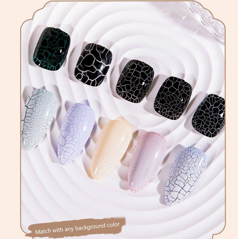 Qnl đen màu Trắng Nứt keo sơn bóng móng tay nứt rắn quang trị liệu sơn móng tay dạng gel vỡ kết cấu sơn móng tay dạng gel