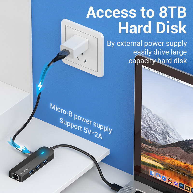 Vention USB-C Hub 4 Cổng USB 3.2 - Tốc Độ 10Gbps - Bộ Chia Cổng Type-C - Tương Thích Macbook Laptop Điện Thoại - Đèn Báo Hiệu - Cắm Là Chạy