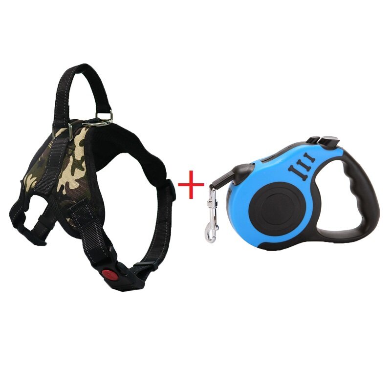 Teeker Adjustable Dog Harness Vest With Retractable Leash Set Chest