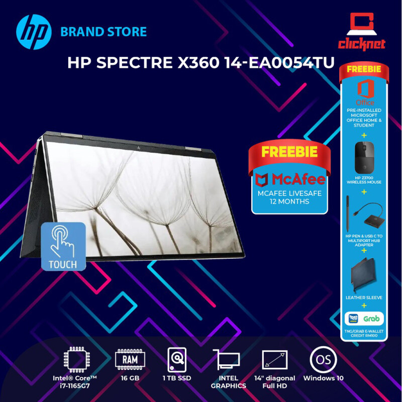 HP SPECTRE X360 Convertible 14-EA0054TU (i7-1165G7, 16GB, 1TB SSD, TOUCH SCREEN, FINGER PRINT, 14F Malaysia